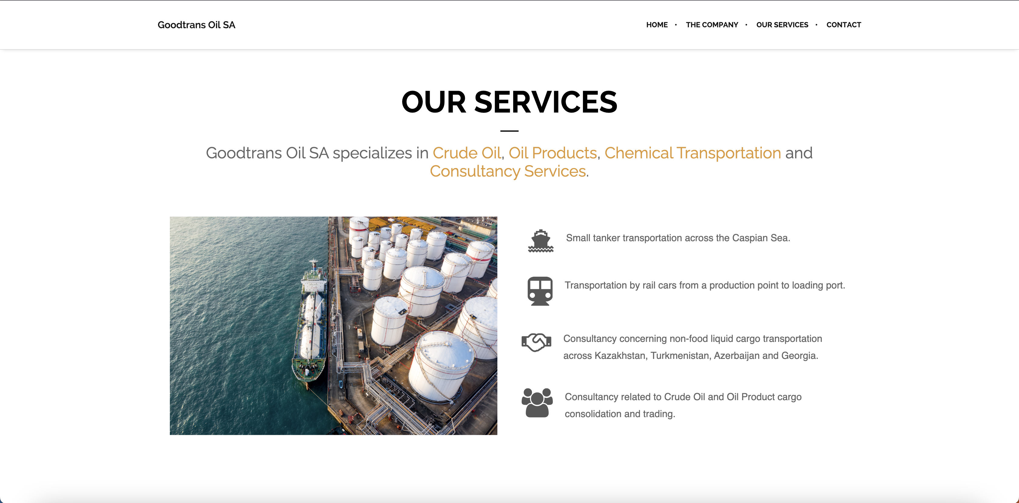 Image of a Goodtrans Oil SA Webpage.
