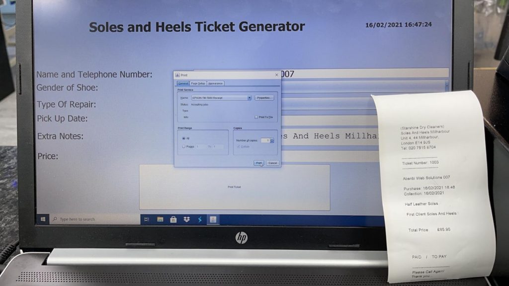 Image of the ticket system.