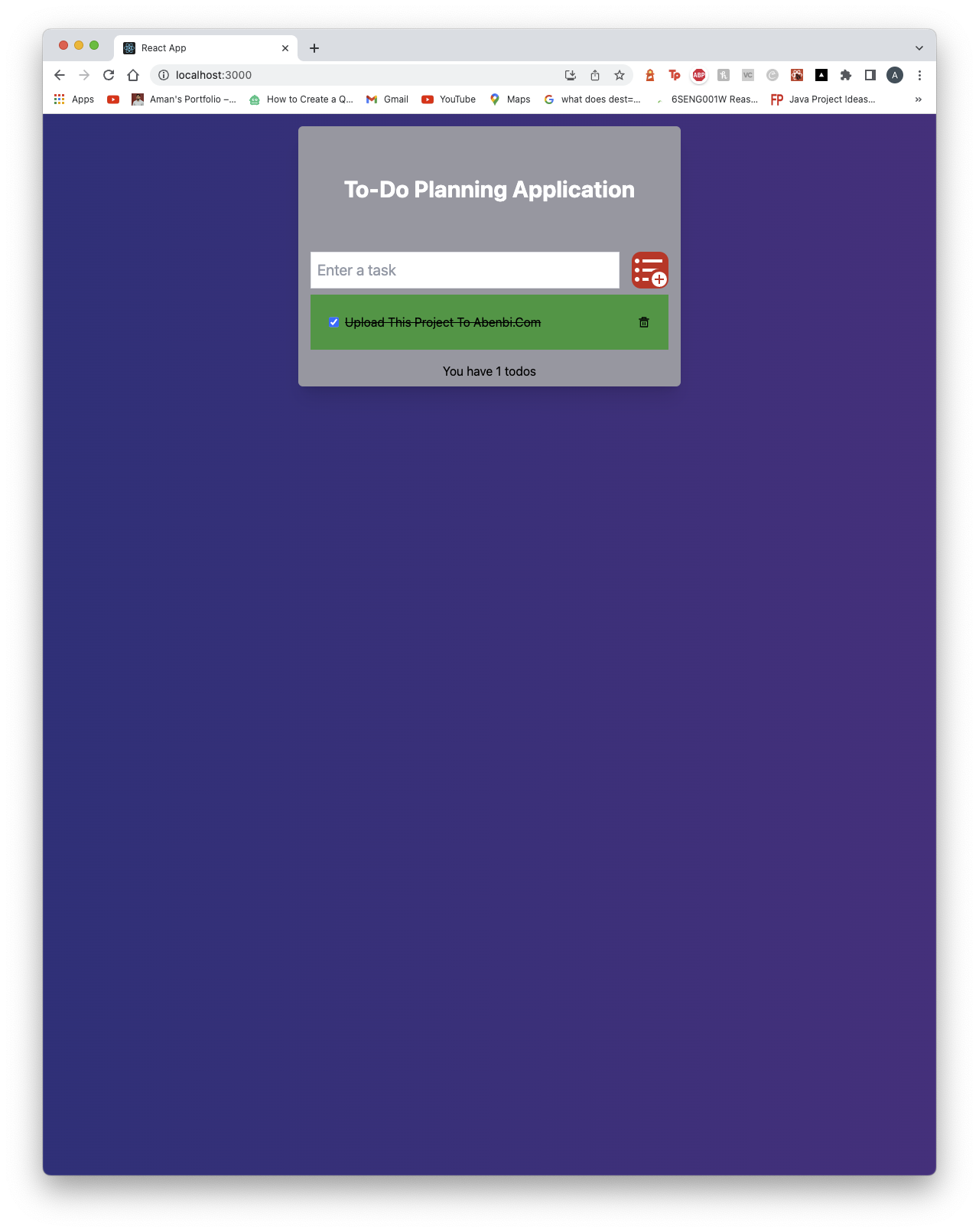 Image of the to-do planning application.